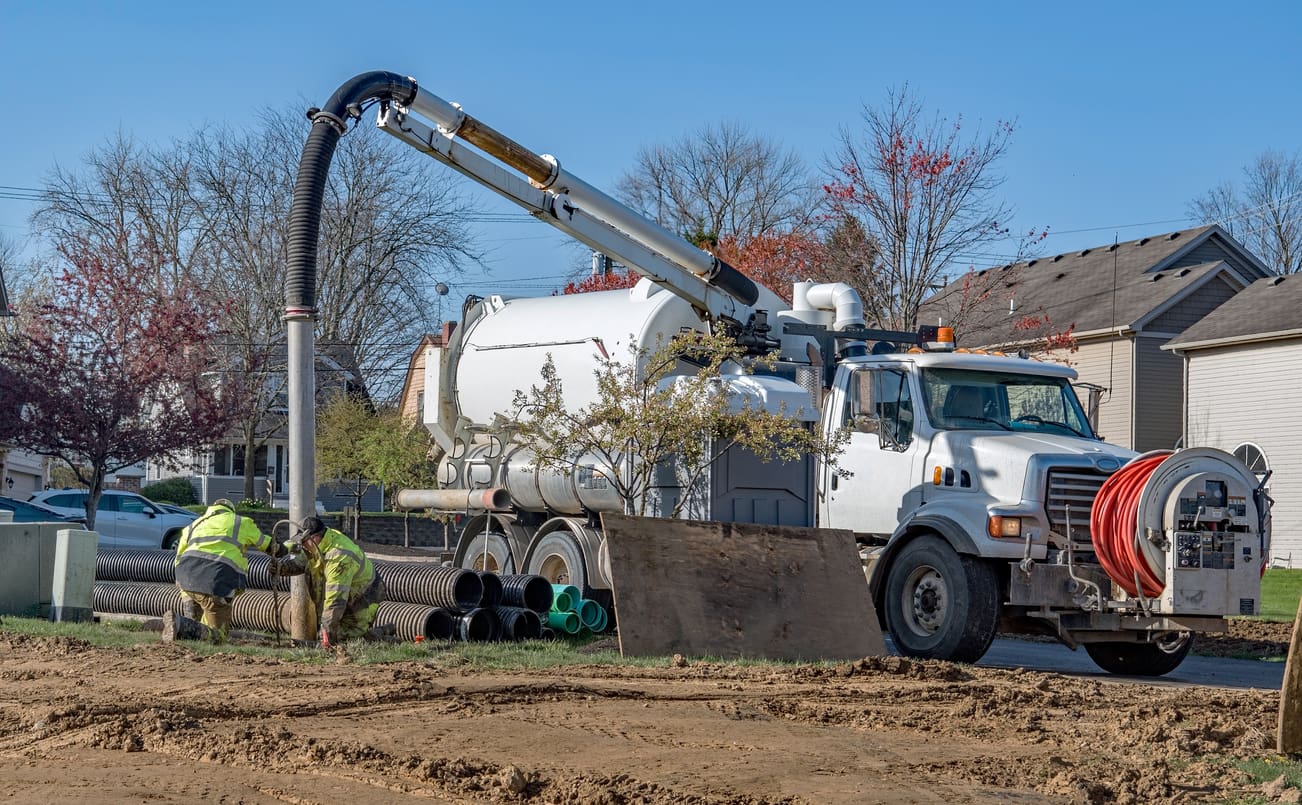Hydro Excavator Vacuum Truck Creating Hole for Water Pipe
