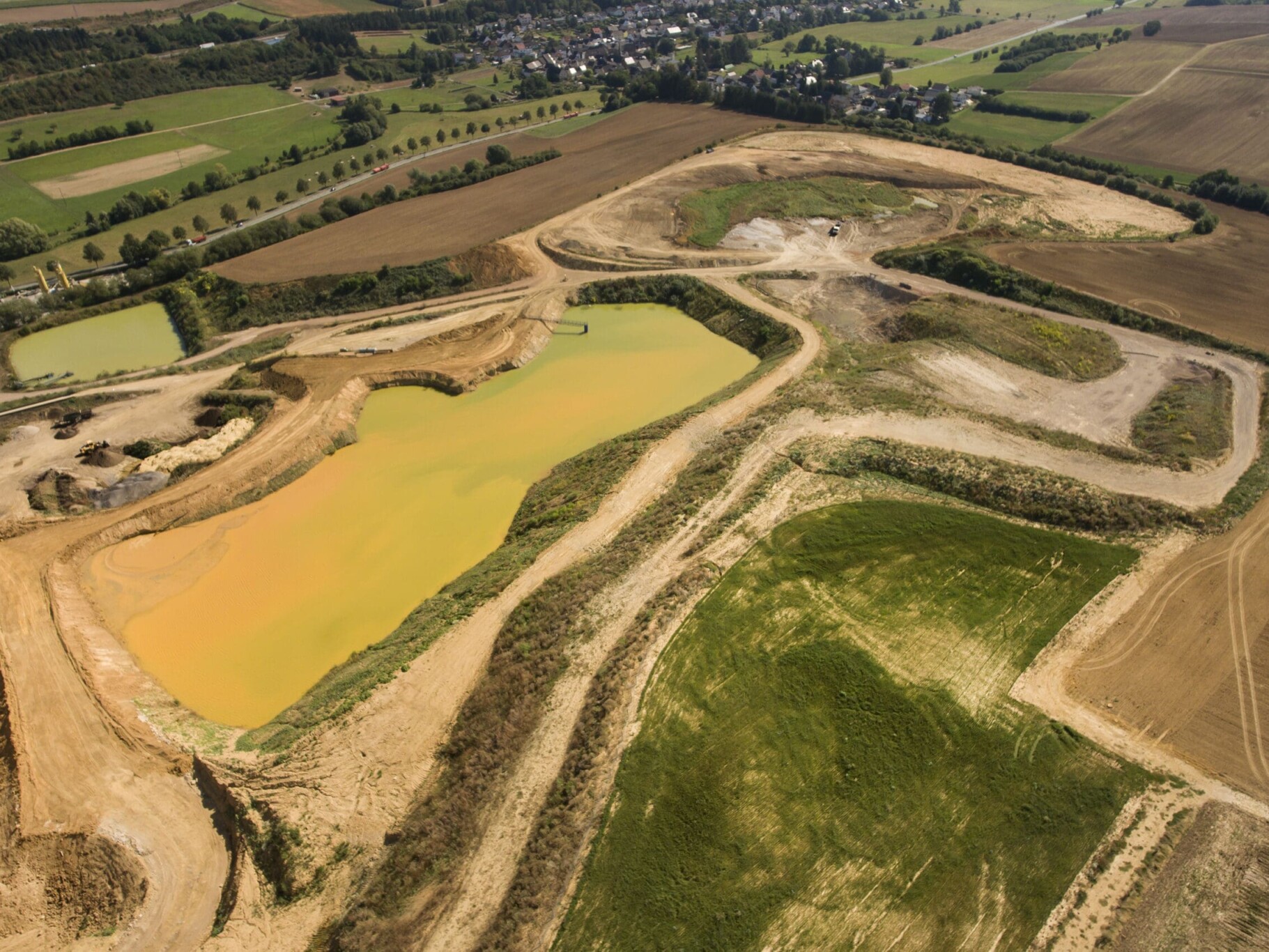 Gravel and sand quarry - aerial view