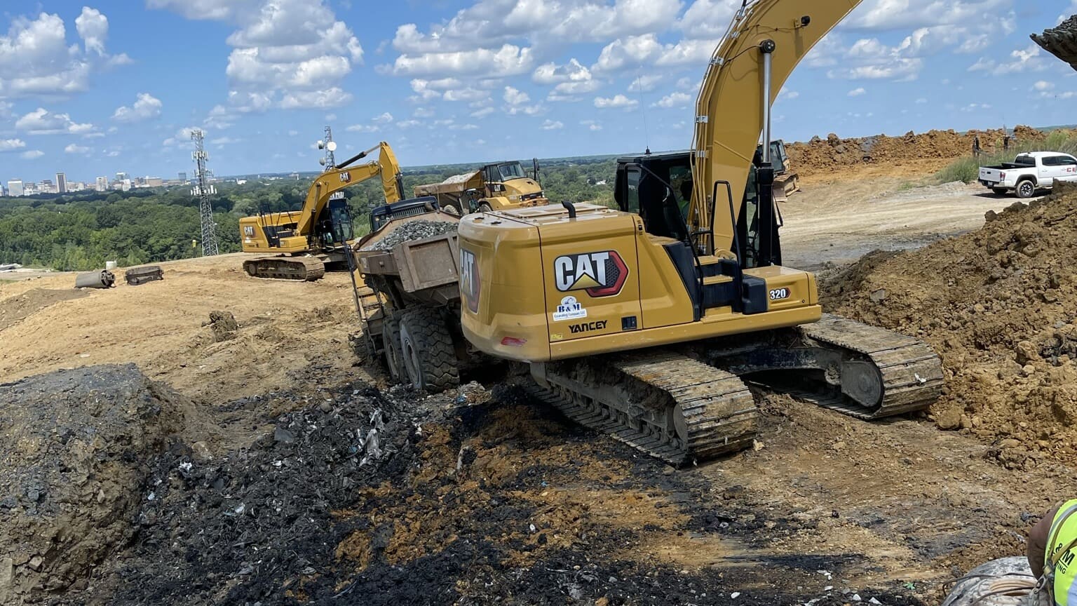 Heavy equipment in Old Dominion Landfill